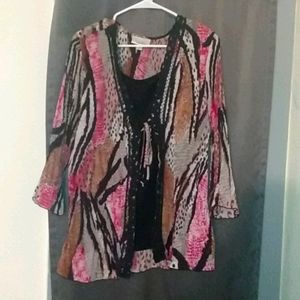 Tie front patterned shirt